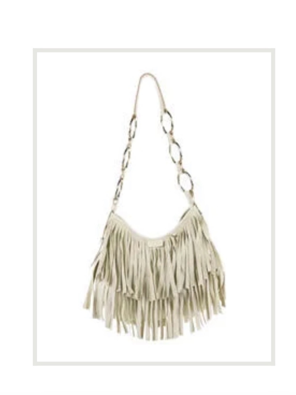 Rare Saint Laurent Rive Gauche Fringe Suede Hobo Bag in Light Beige – Like New